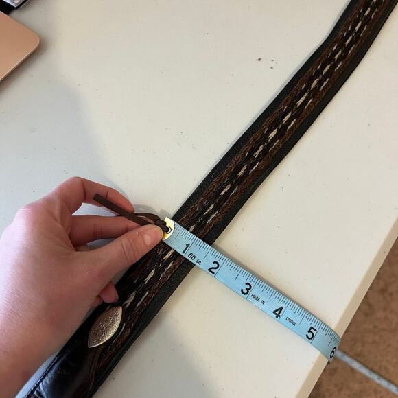 Vintage 90s Genuine Leather USA Made Studded Weaved Woven Size L - Picture 13 of 16